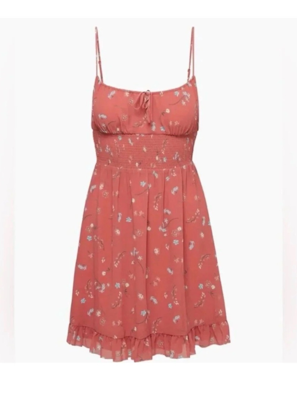Aritzia Wilfred Genoa smocked floral mini dress